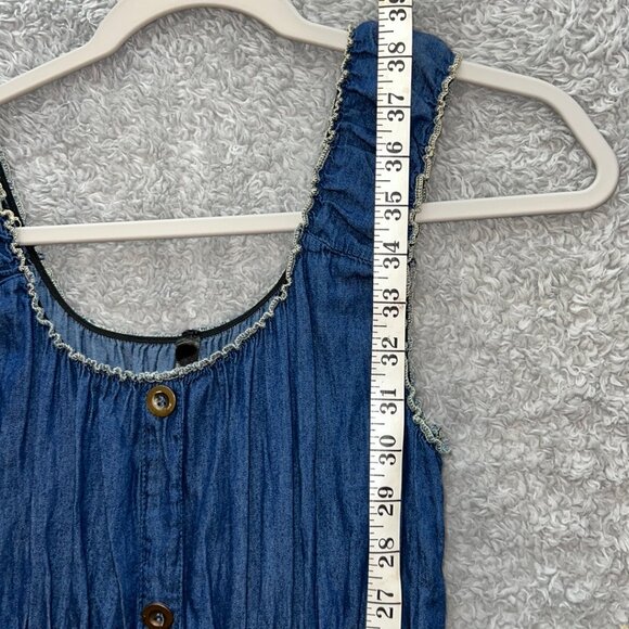 Lapis Anthropologie Tiered Smocked Denim Maxi Peasant Prairie Boho Dress Sz M - Picture 13 of 15